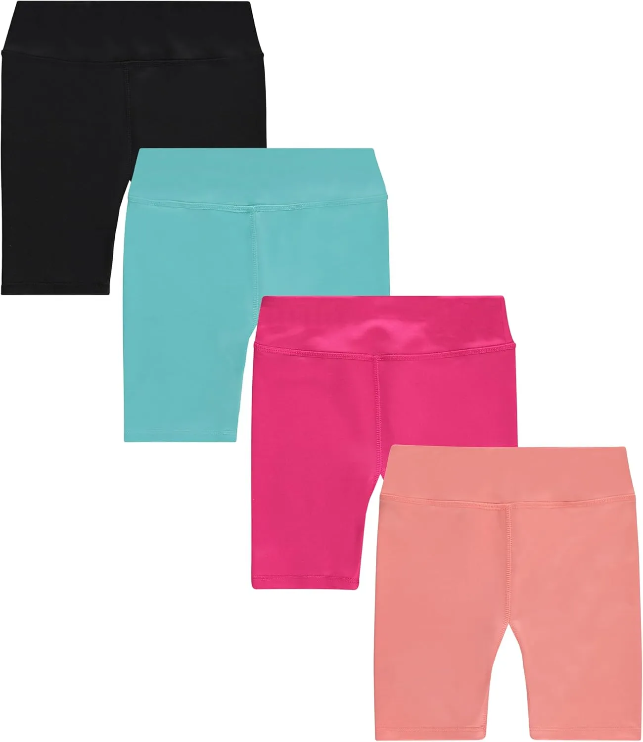 BTween Girls 4-Pack Bike Shorts  Stretchy, Soft High-Waist Athletic Shorts for Kids with Fun Prints & Colors