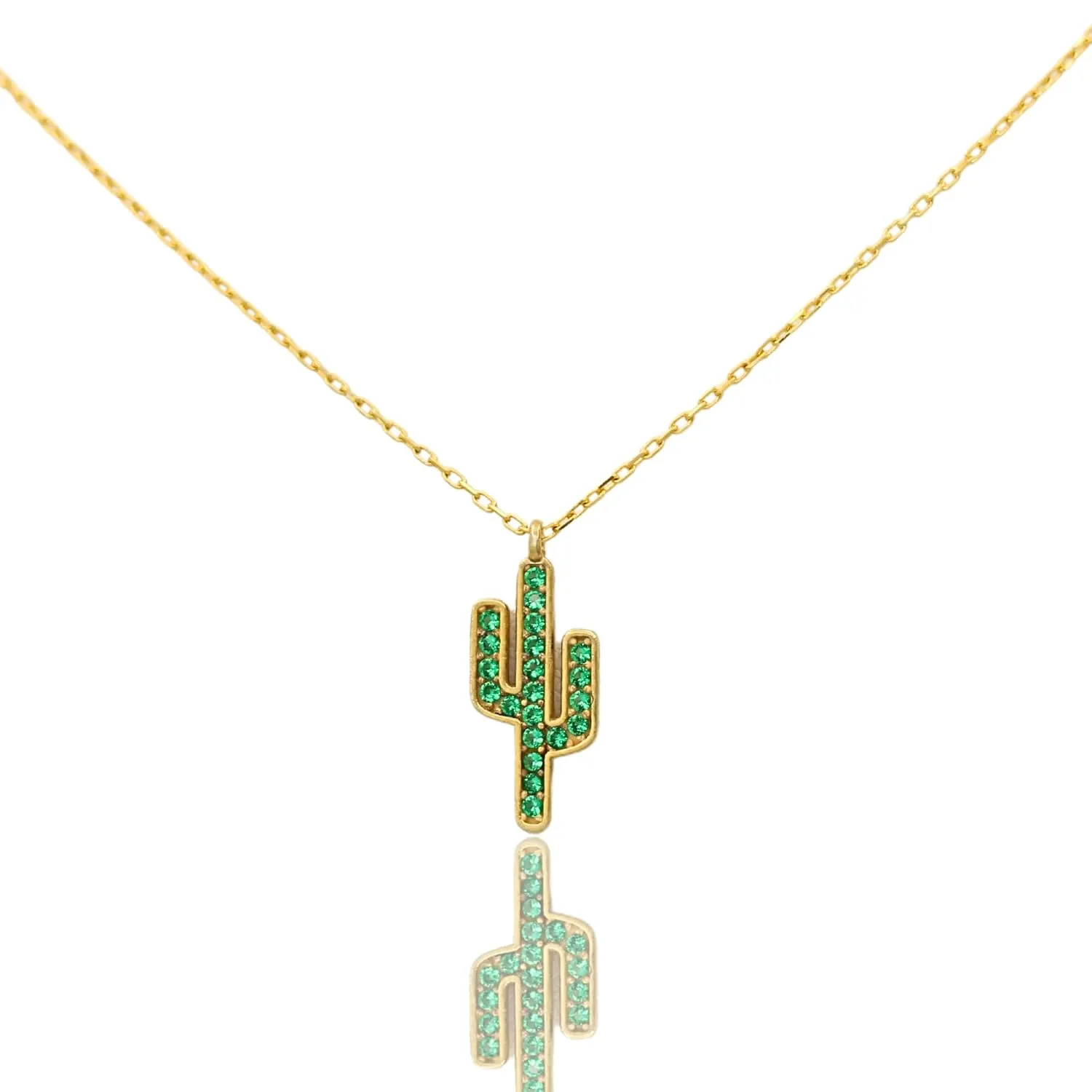 Cactus Necklace, Cactus Pendant, Desert Jewelry, Jewelry for Summer, 14K Gold Plated, 925 Silver Jewelry, Cactus Jewelry, Handmade Jewelry, Gift for Her, Gift for Him (Gold)