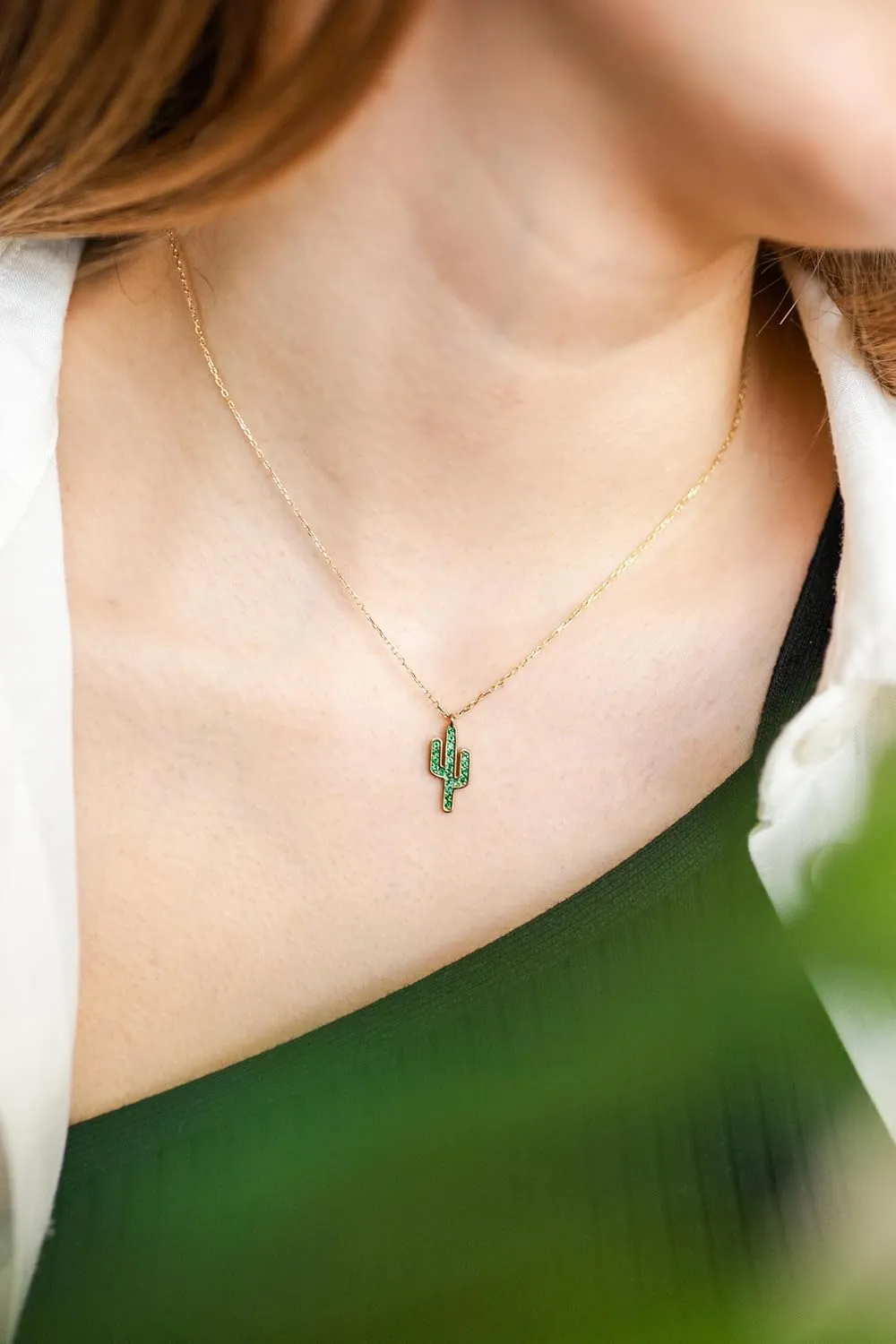 Cactus Necklace, Cactus Pendant, Desert Jewelry, Jewelry for Summer, 14K Gold Plated, 925 Silver Jewelry, Cactus Jewelry, Handmade Jewelry, Gift for Her, Gift for Him (Gold)