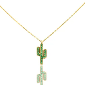 Cactus Necklace, Cactus Pendant, Desert Jewelry, Jewelry for Summer, 14K Gold Plated, 925 Silver Jewelry, Cactus Jewelry, Handmade Jewelry, Gift for Her, Gift for Him (Gold)
