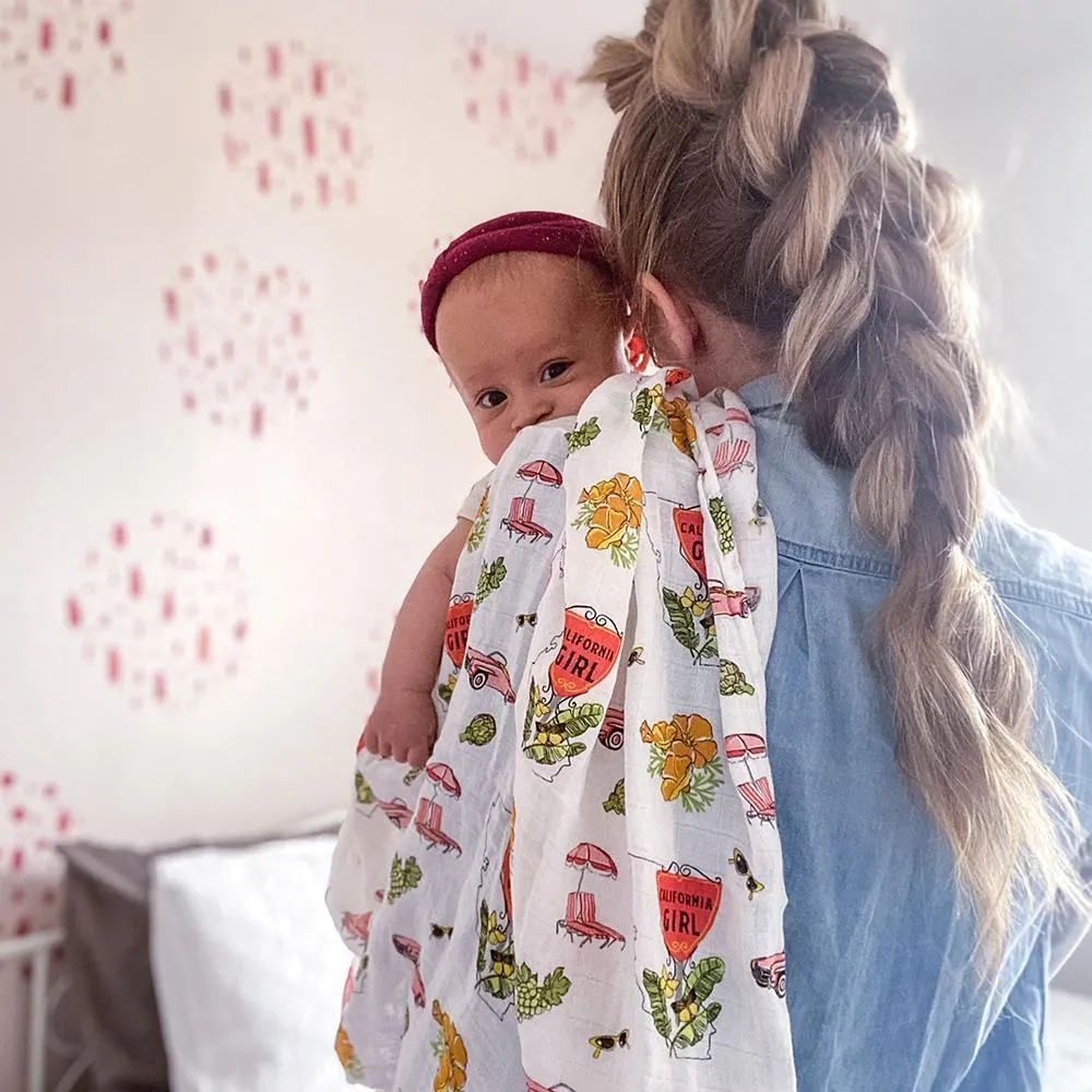 California Baby Girl Muslin Swaddle Blanket