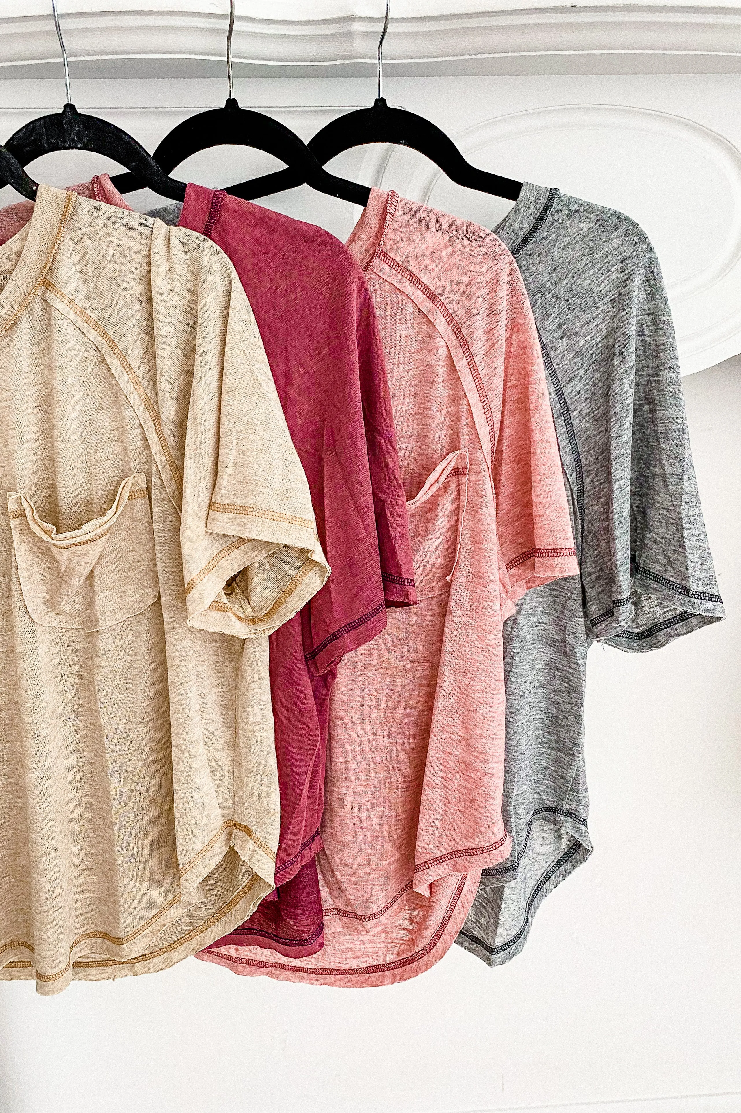 Camryn Taupe Burnout Pocket Tee
