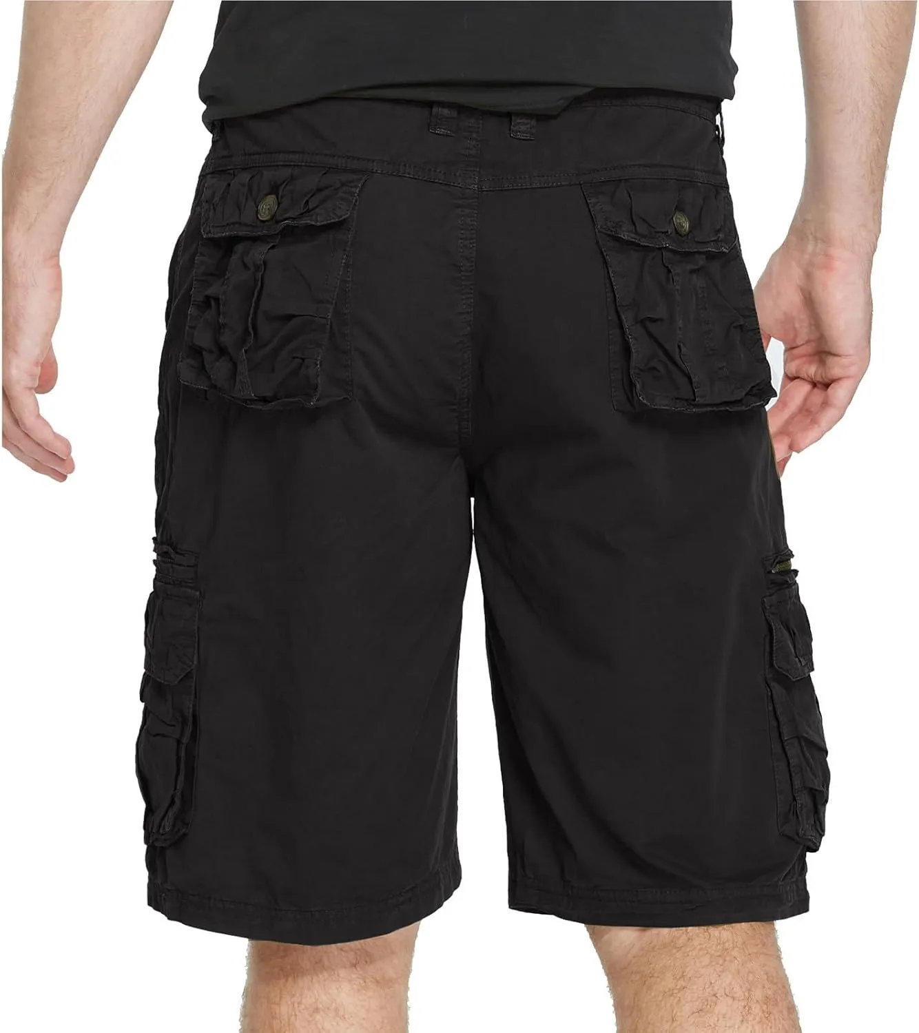 Cargo Shorts for Men Flat Front Summer Outdoors Workwear Slim Fit Trousers Multi Pockets Zipper Straight Leg Shorts