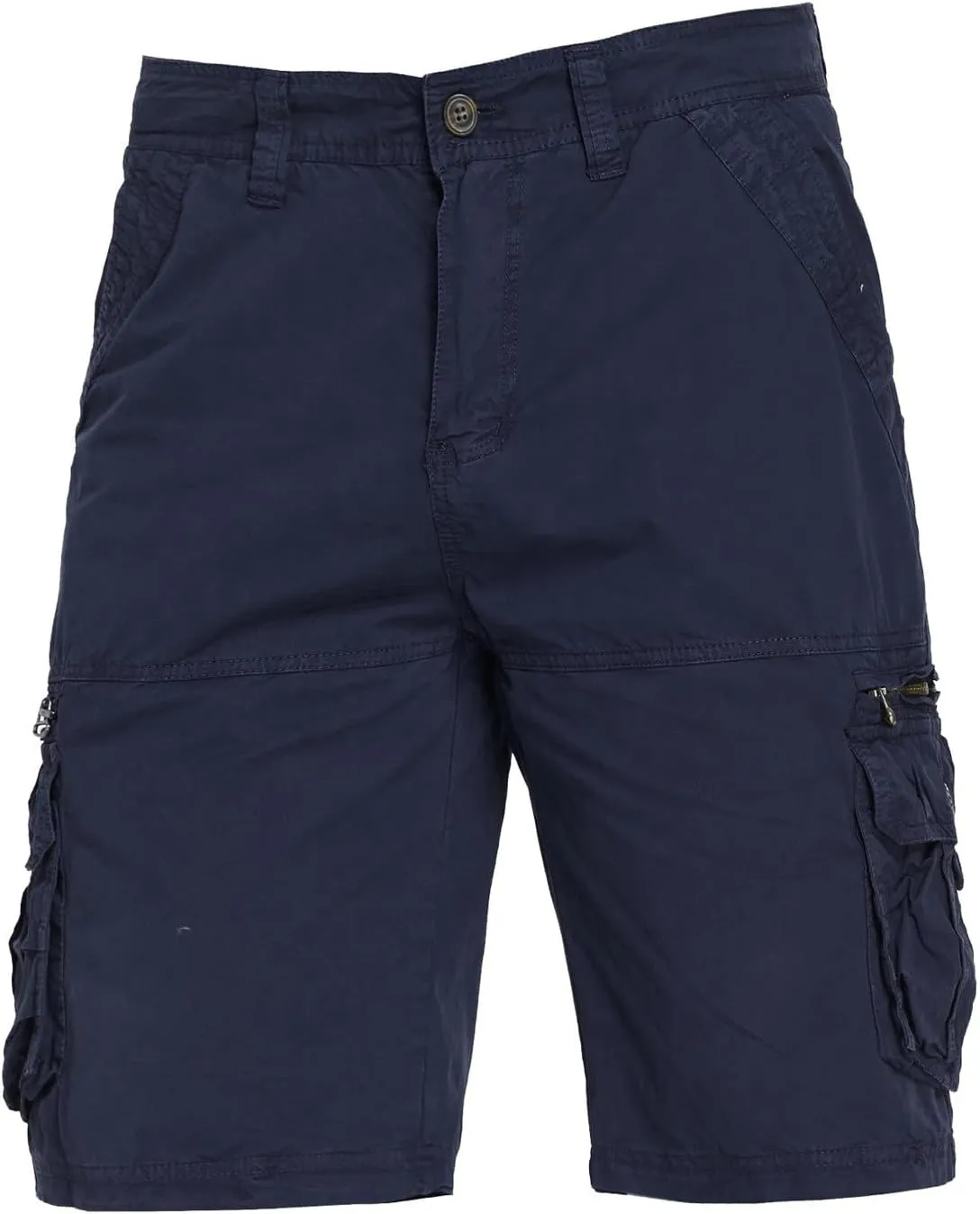 Cargo Shorts for Men Flat Front Summer Outdoors Workwear Slim Fit Trousers Multi Pockets Zipper Straight Leg Shorts