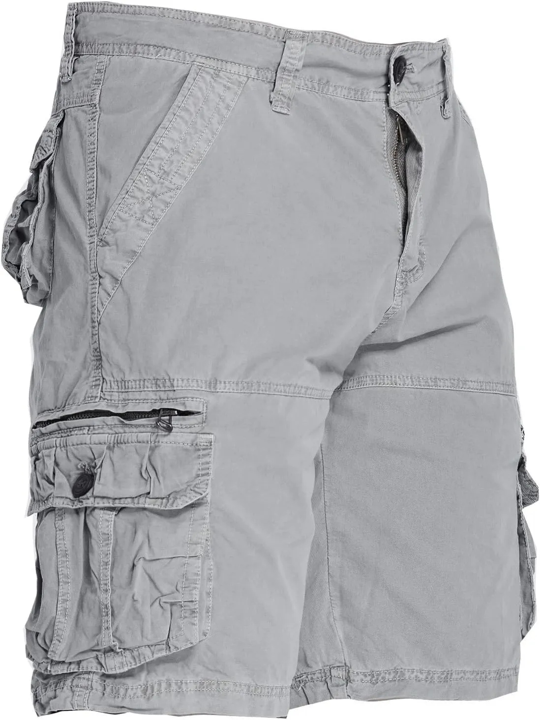 Cargo Shorts for Men Flat Front Summer Outdoors Workwear Slim Fit Trousers Multi Pockets Zipper Straight Leg Shorts