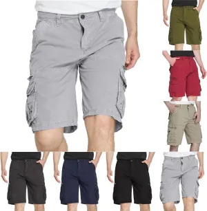 Cargo Shorts for Men Flat Front Summer Outdoors Workwear Slim Fit Trousers Multi Pockets Zipper Straight Leg Shorts