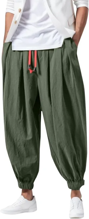 Cargo Work Pant Mens Elastic Waist Casual Lounge Pants Beach Walking Running Sweatpants Loose Joggers