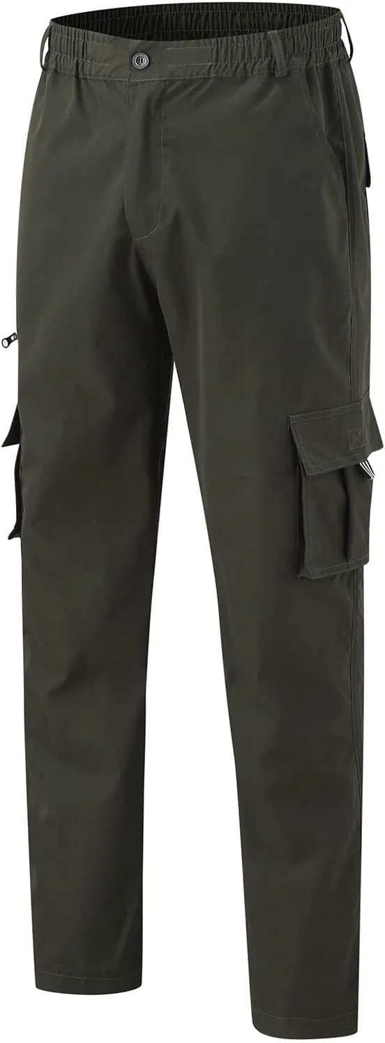 Cargo Work Pant Mens Elastic Waist Casual Lounge Pants Beach Walking Running Sweatpants Loose Joggers