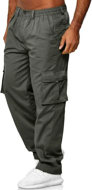 Cargo Work Pant Mens Elastic Waist Casual Lounge Pants Beach Walking Running Sweatpants Loose Joggers