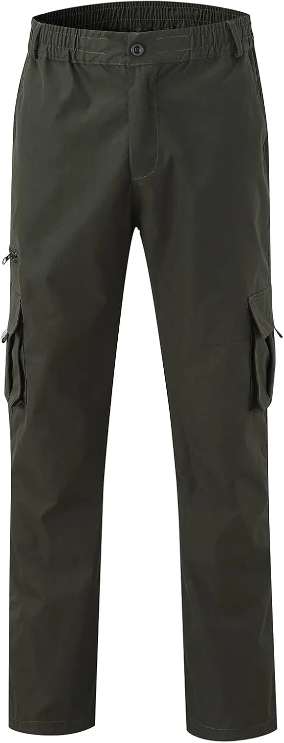 Cargo Work Pant Mens Elastic Waist Casual Lounge Pants Beach Walking Running Sweatpants Loose Joggers