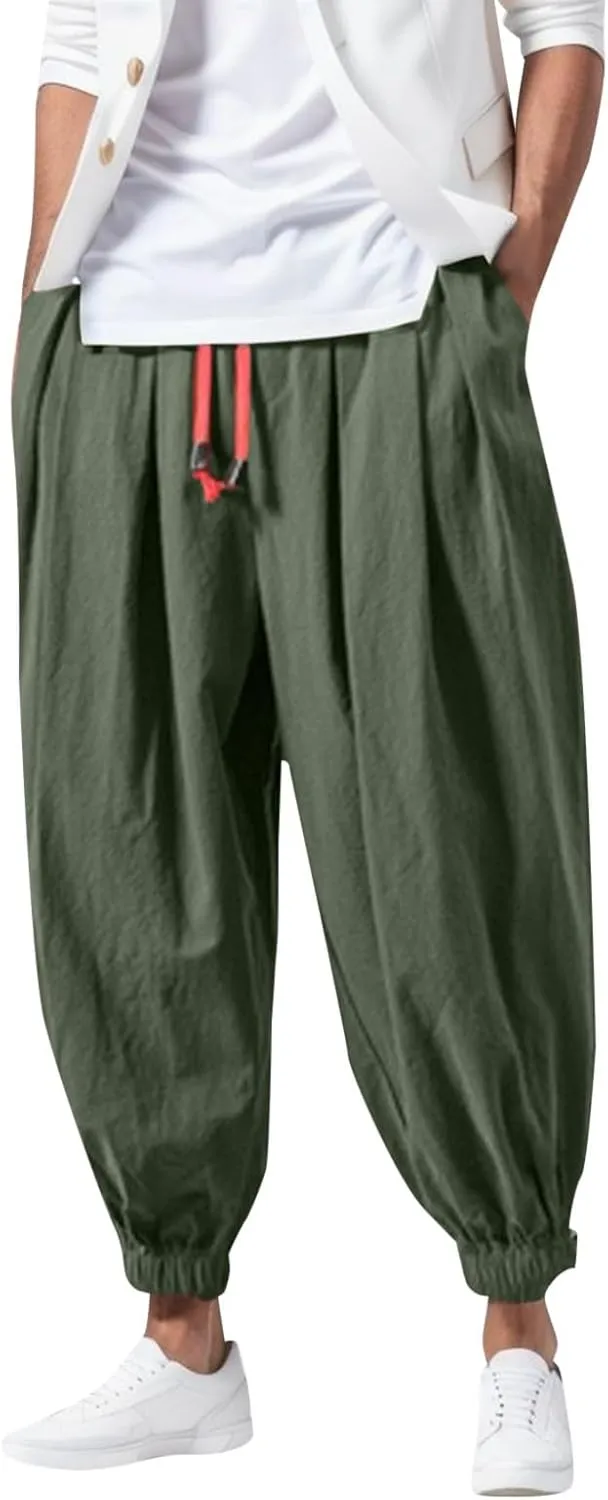 Cargo Work Pant Mens Elastic Waist Casual Lounge Pants Beach Walking Running Sweatpants Loose Joggers