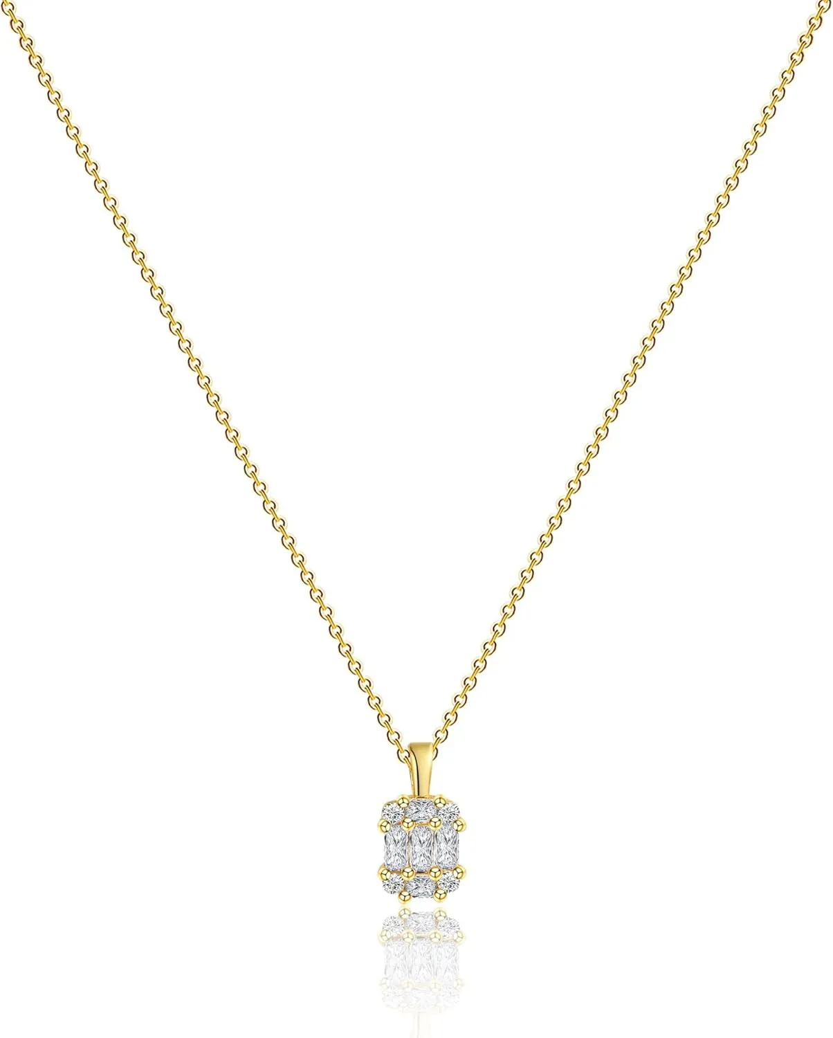 CAROVO Gold Necklace for Women,Dainty Gold Necklaces 14k Gold Plated Diamond Necklaces Cute CZ Solitaire Choker Necklaces for Women Simple Cubic Zirconia Pendant Necklace Trendy Jewelry Gifts