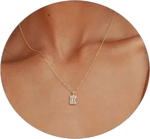CAROVO Gold Necklace for Women,Dainty Gold Necklaces 14k Gold Plated Diamond Necklaces Cute CZ Solitaire Choker Necklaces for Women Simple Cubic Zirconia Pendant Necklace Trendy Jewelry Gifts