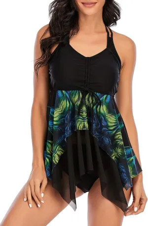 Century Star 2025 Womens Tankini Swimsuits Tummy Control 2 Piece Tankini Bathing Suit Dress with Shorts Modest Swimwear