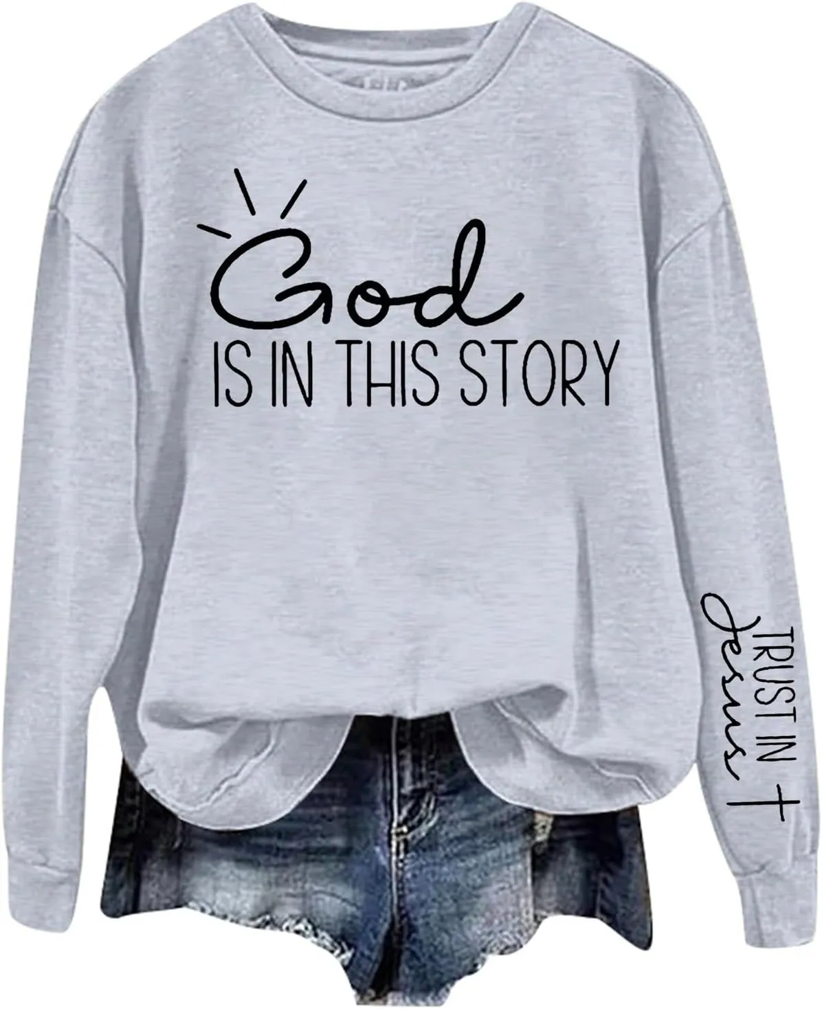 Christian Sweatshirts for Women God is Still Writing Your Story Long Sleeve Shirt Crewneck Sweatshirts