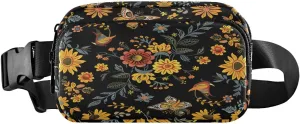 Colorful Floral Fanny Packs for Women Men, Fashion Belt Bag Waterproof Waist Pack Crossbody Bags with Adjustable Strap for Workout Running Hiking