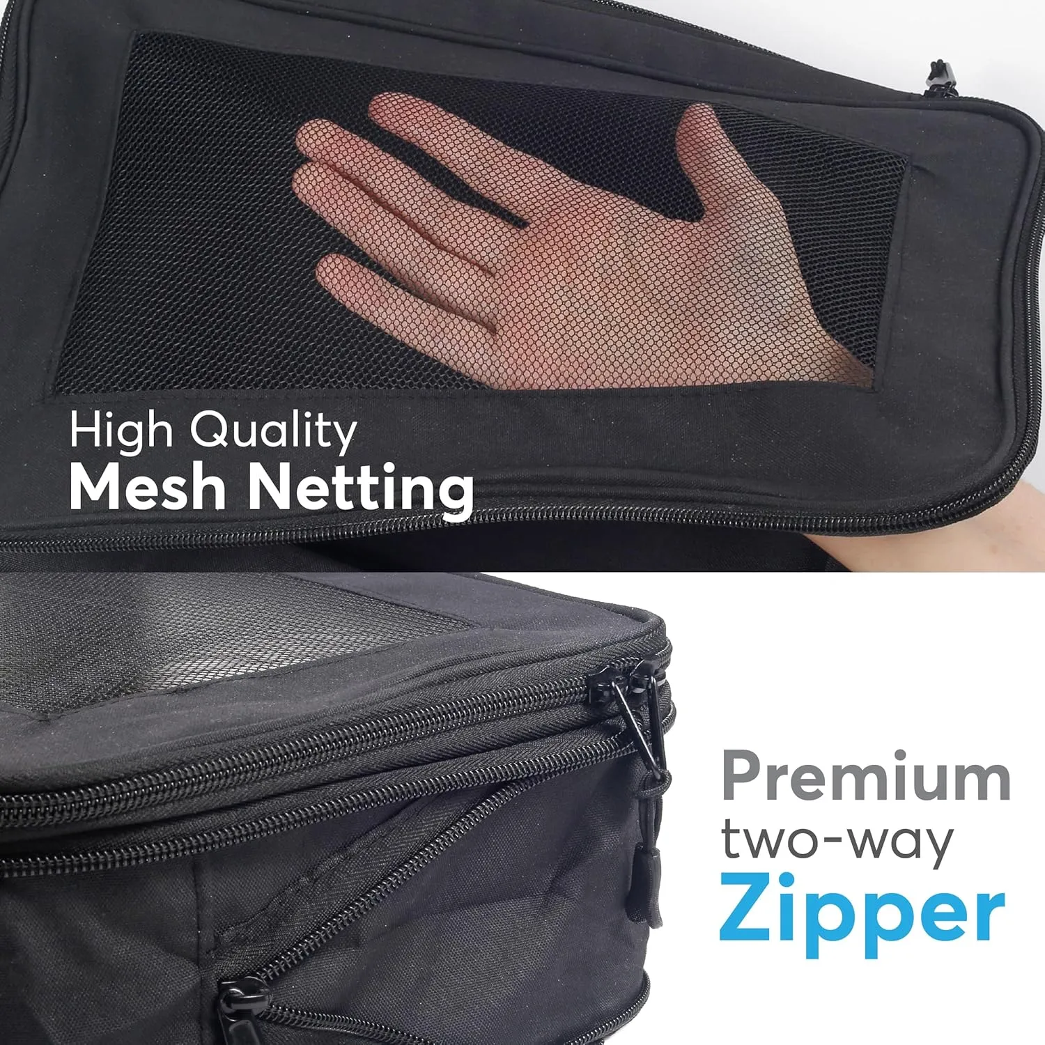 Compression Packing Cubes - Set of 7 Lightweight Packing Cubes Compression for Suitcase Organizer - Maximize Your Luggage Space with Our Travel Organizer Included Drawstring Bag (Black)