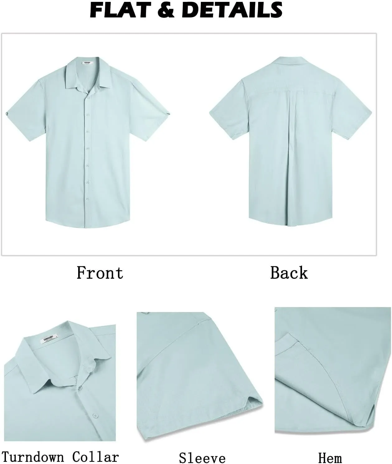 COOFANDY Men's Button Down Shirts Short Sleeve Casual Cotton Shirts Summer Beach Wedding Shirts