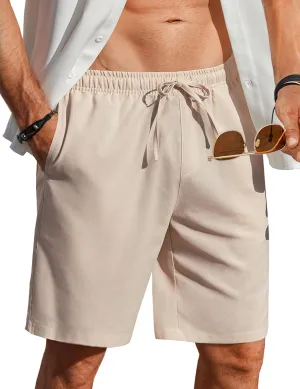 COOFANDY Men's Linen Shorts Casual Beach Shorts 9 inch Inseam Elastic Waist Drawstring Summer Shorts