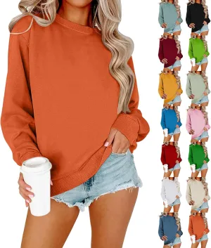 Crewneck Sweatshirts Women Trendy Casual Long Sleeve Tops Cute Teen Girls Crew Neck Sweatshirt Sweaters 2024