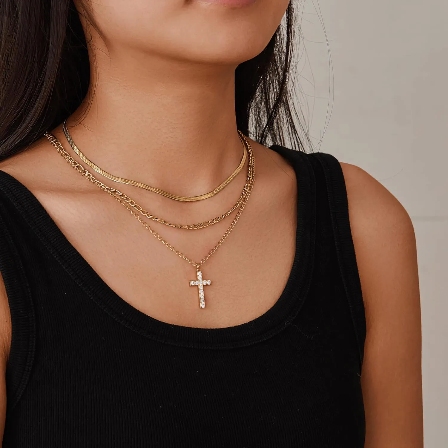 Cross Necklace for Women 14K Dainty Gold Cross Necklace for Women Pendant Choker Necklace Cross Chain Jewelry Layered Necklaces Cute Necklaces for Women