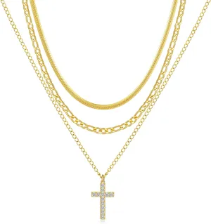 Cross Necklace for Women 14K Dainty Gold Cross Necklace for Women Pendant Choker Necklace Cross Chain Jewelry Layered Necklaces Cute Necklaces for Women