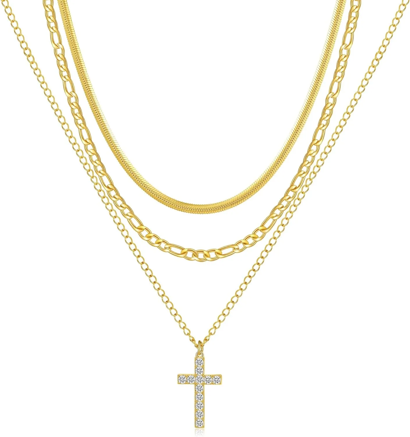Cross Necklace for Women 14K Dainty Gold Cross Necklace for Women Pendant Choker Necklace Cross Chain Jewelry Layered Necklaces Cute Necklaces for Women