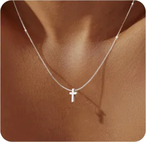 Cross Necklace for Women, 14K Gold Plated Cross Necklaces for Women, Cross Pendant, Tiny Gold Cross Necklaces