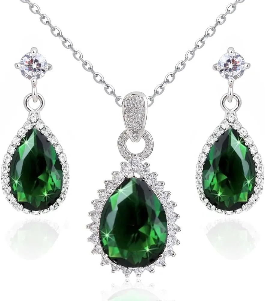 Crystalline Azuria Jewelry Sets for Women Wedding Jewelry Sets Bridal Jewelry Set with Necklace and Earring for Bride Cubic Zirconia Bridesmaid Jewelry