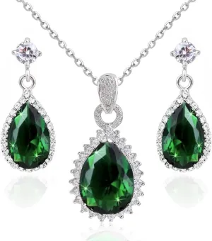 Crystalline Azuria Jewelry Sets for Women Wedding Jewelry Sets Bridal Jewelry Set with Necklace and Earring for Bride Cubic Zirconia Bridesmaid Jewelry