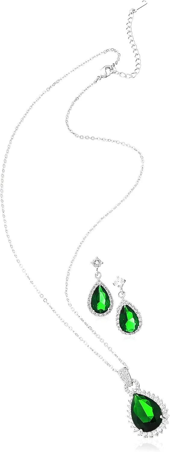 Crystalline Azuria Jewelry Sets for Women Wedding Jewelry Sets Bridal Jewelry Set with Necklace and Earring for Bride Cubic Zirconia Bridesmaid Jewelry