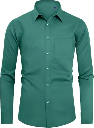 DEMEANOR Mens Dress Shirts Long Sleeve Dress Shirts for Men Slim Fit Button Down Shirts Big and Tall Button Up Shirts