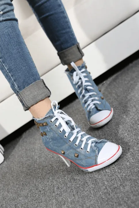 Denim High Heels Shoes