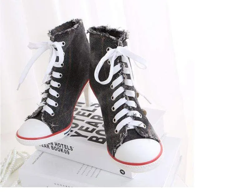 Denim High Heels Shoes