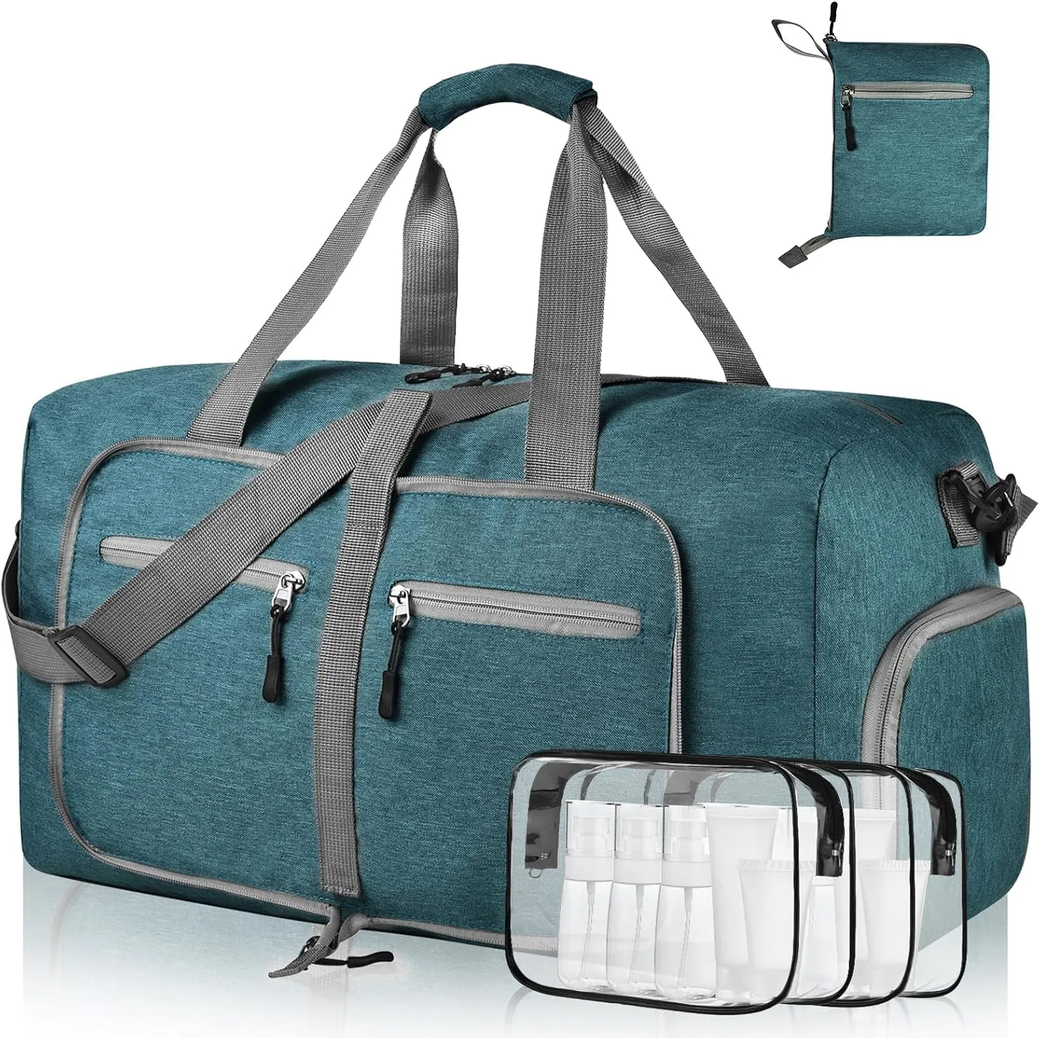 Dimayar 85L Travel Duffle Bag - Foldable Duffel Bag with Shoes Compartment - Overnight Bags Waterproof & Tear Resistant(Green)