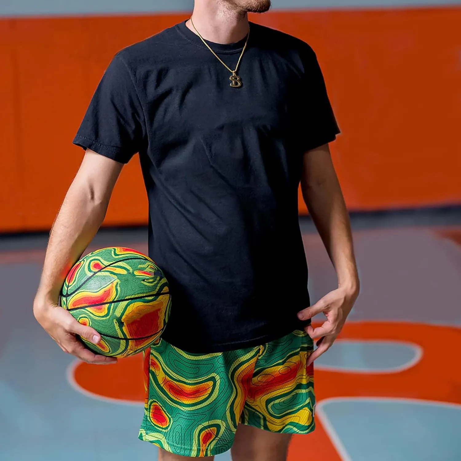 DIOTSR Mens Art Graphic Basketball Shorts Casual Athletic Running Shorts Cool Streetwear Designer Shorts Drawstring