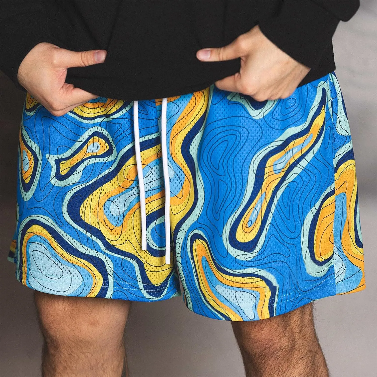 DIOTSR Mens Art Graphic Basketball Shorts Casual Athletic Running Shorts Cool Streetwear Designer Shorts Drawstring