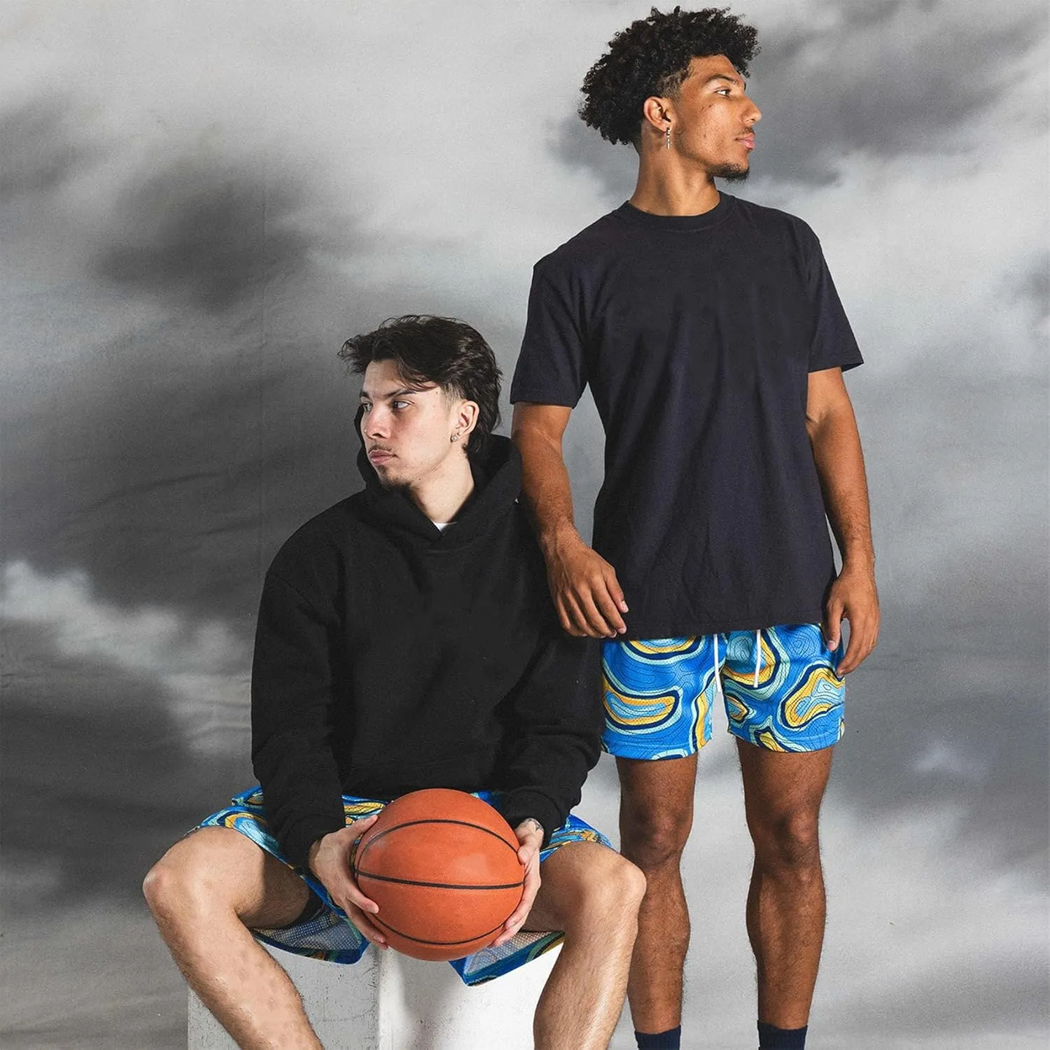 DIOTSR Mens Art Graphic Basketball Shorts Casual Athletic Running Shorts Cool Streetwear Designer Shorts Drawstring