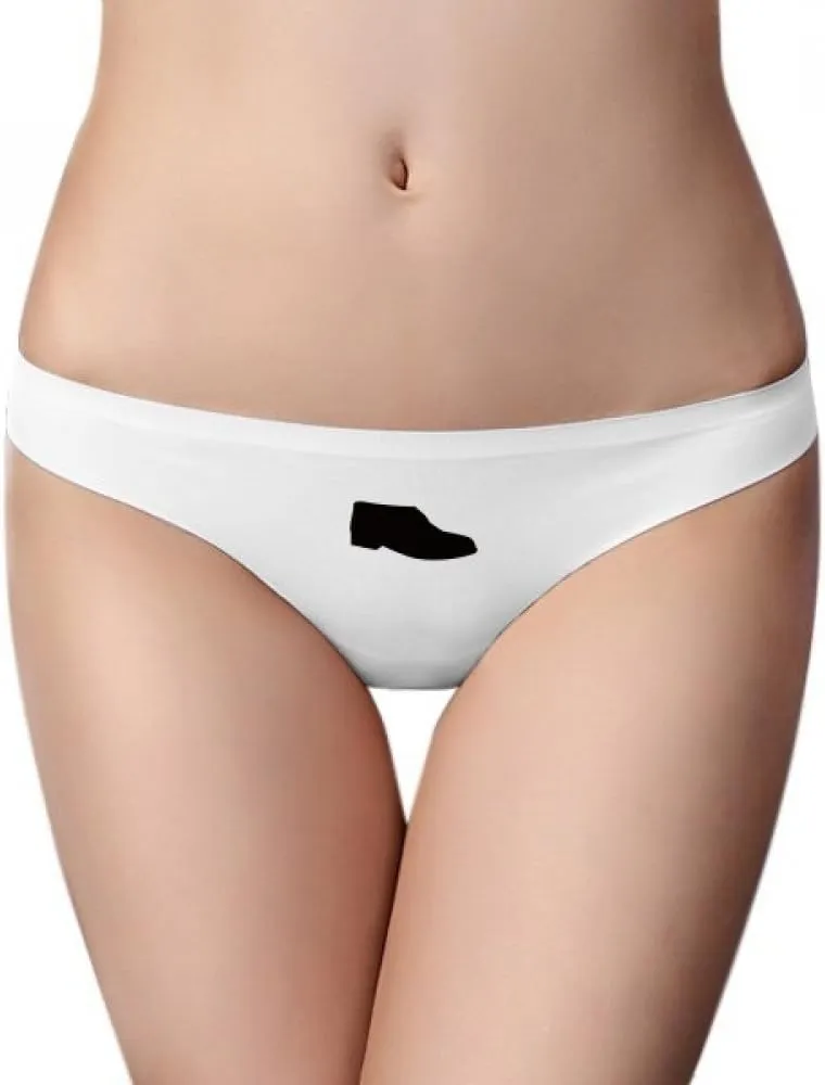 DIYthinker Men's Black Leather Shoes Outline Brief Women G-string Underwear T-back Breathable Cool Soft Panty