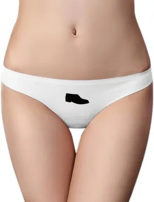 DIYthinker Men's Black Leather Shoes Outline Brief Women G-string Underwear T-back Breathable Cool Soft Panty