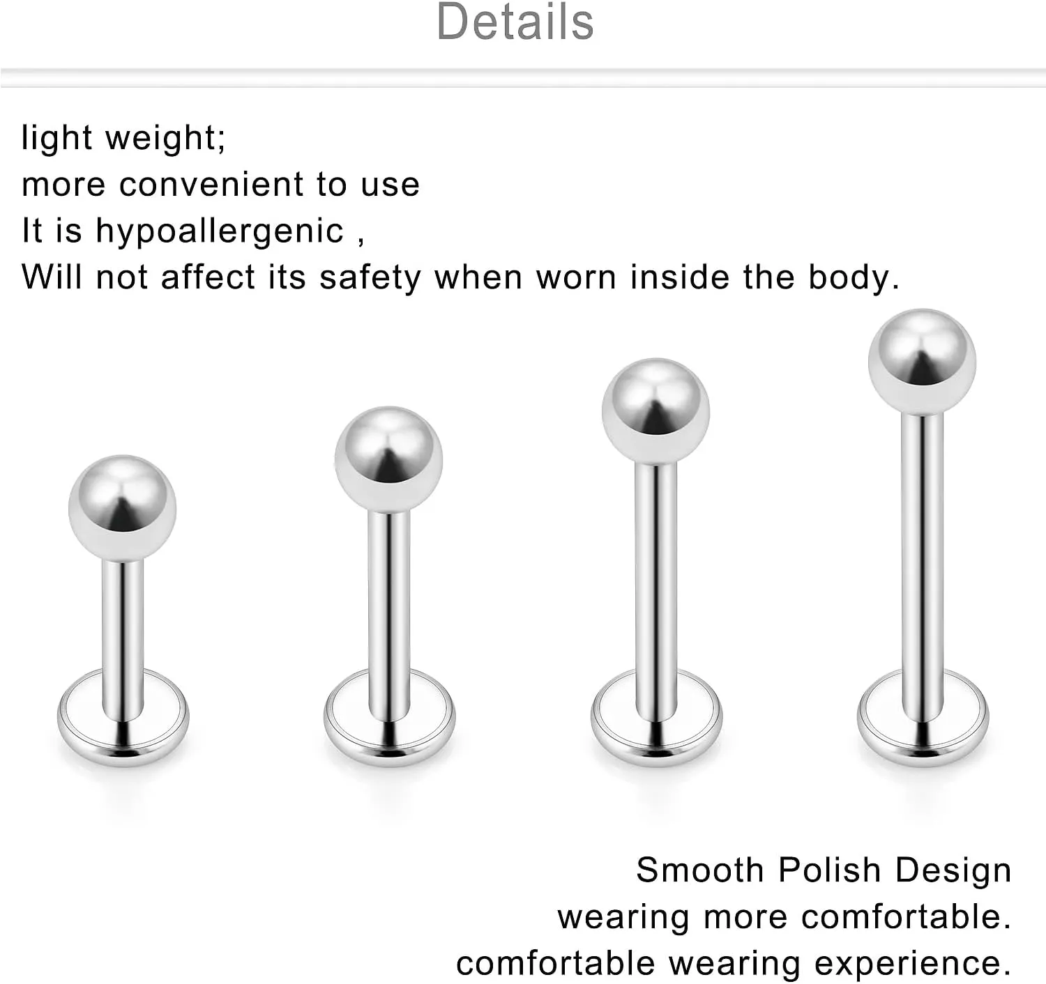 Dyknasz 16G Labret Jewelry Surgical Steel Medusa Piercing Jewelry Snake Bite Jewelry Monroe Piercing Jewelry Lip Rings for Women Men 6mm/8mm/10mm/12mm