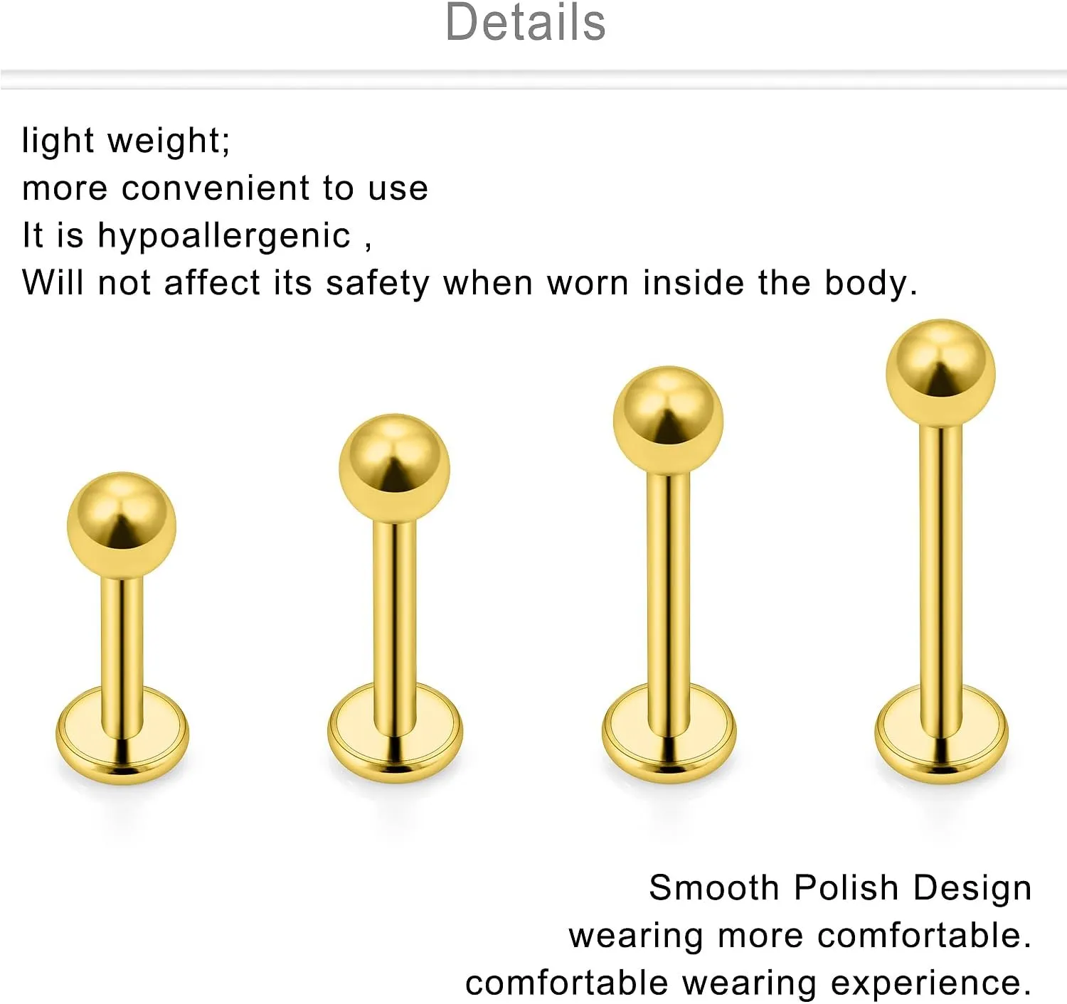 Dyknasz 16G Labret Jewelry Surgical Steel Medusa Piercing Jewelry Snake Bite Jewelry Monroe Piercing Jewelry Lip Rings for Women Men 6mm/8mm/10mm/12mm