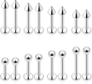 Dyknasz 16G Labret Jewelry Surgical Steel Medusa Piercing Jewelry Snake Bite Jewelry Monroe Piercing Jewelry Lip Rings for Women Men 6mm/8mm/10mm/12mm