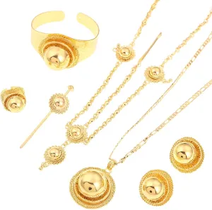 Ethiopian Bridal Jewelry Sets Big Hair Jewelry 6pcs Sets African Jewelry for Ethiopian