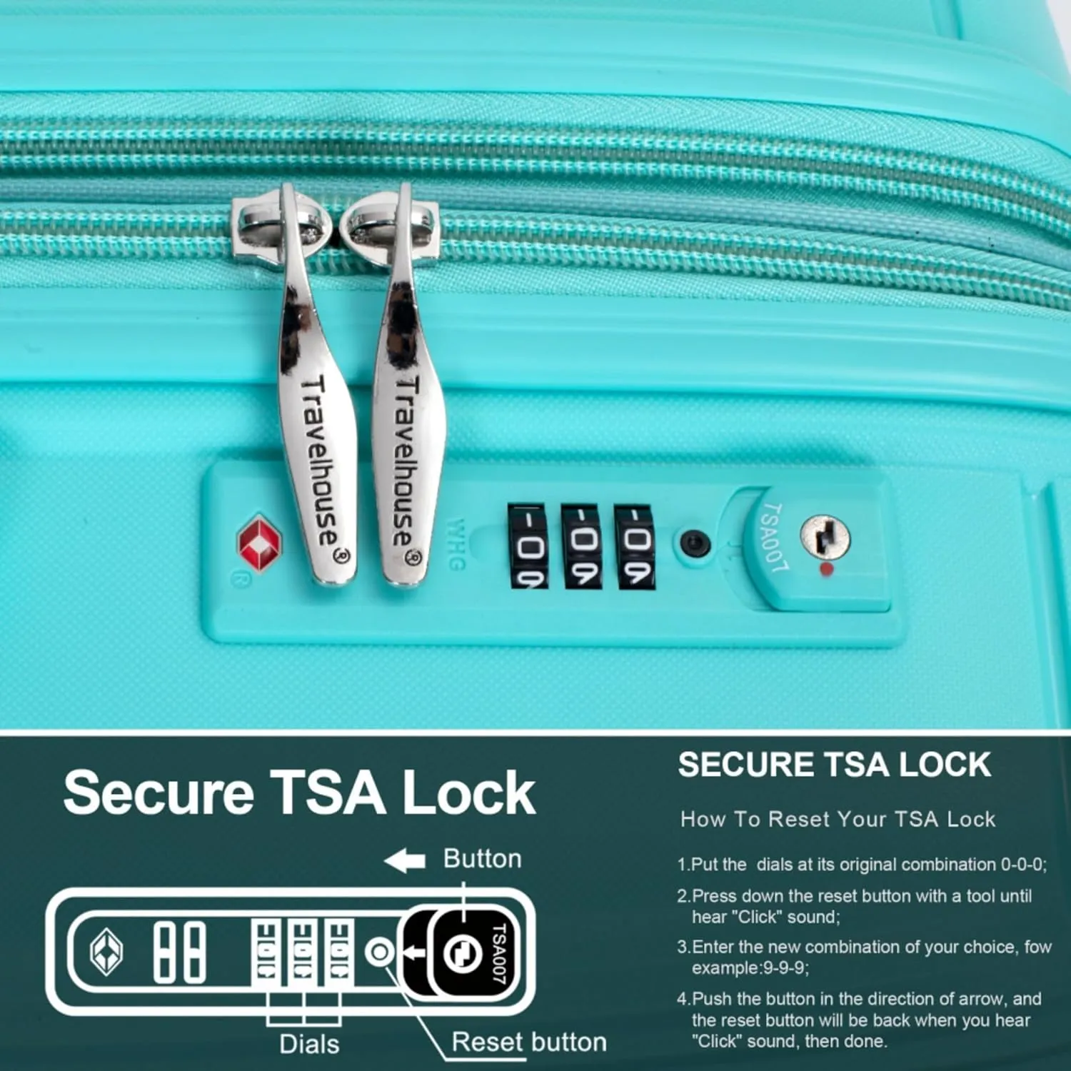 Expandable Hardshell 3-Piece Luggage Set with 360 Double Spinner Wheels, TSA-Approved Lock, Lightweight PP Construction, Mute Maneuvering (Lake Blue   Polypropylene)