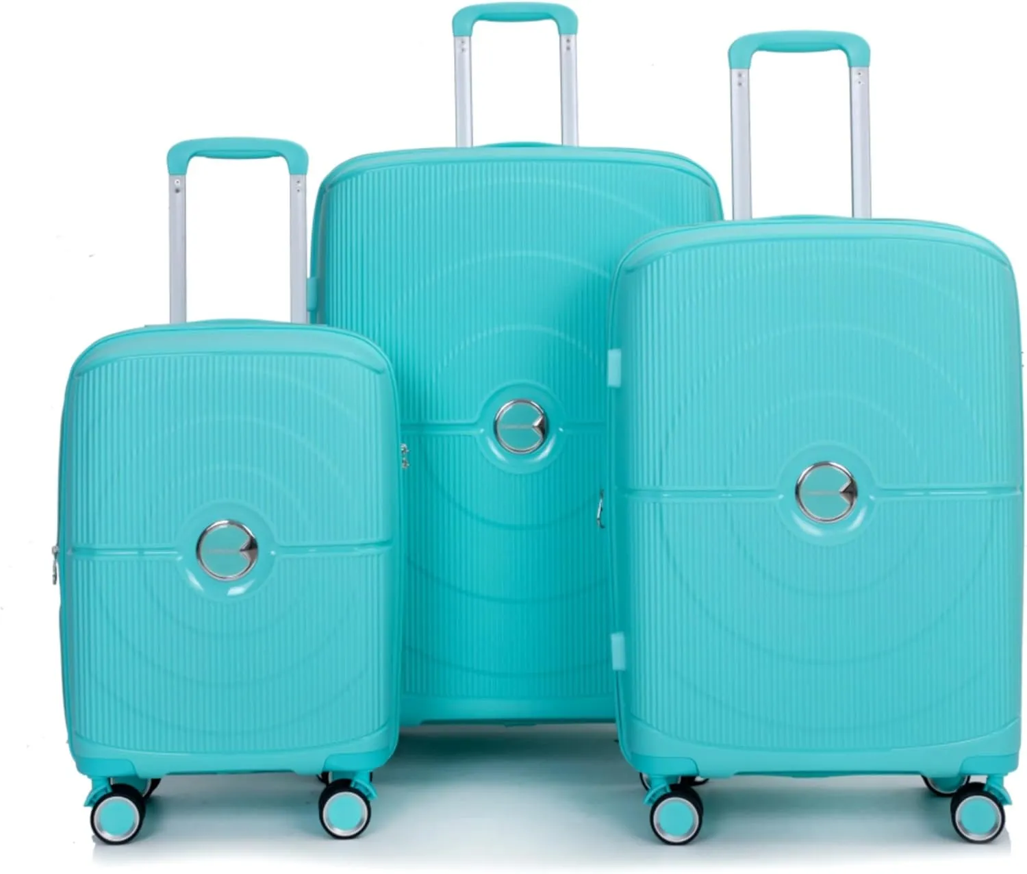 Expandable Hardshell 3-Piece Luggage Set with 360 Double Spinner Wheels, TSA-Approved Lock, Lightweight PP Construction, Mute Maneuvering (Lake Blue   Polypropylene)