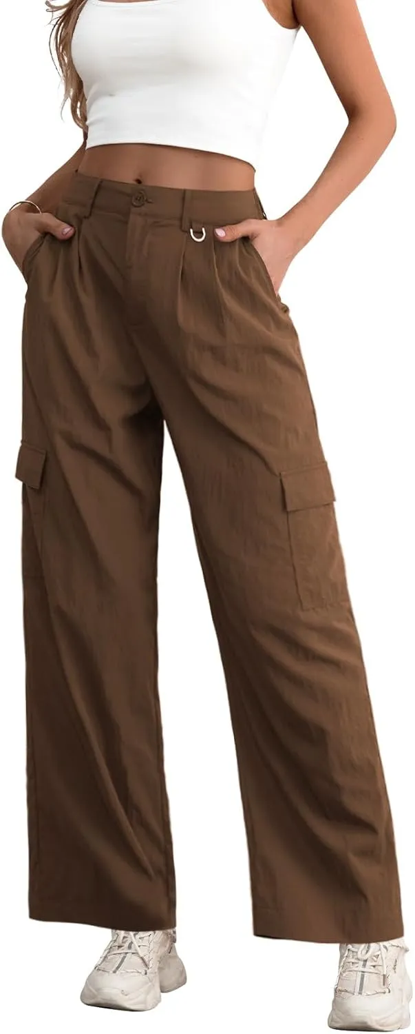Feiersi Women Wide Leg Cargo Pants High Waisted Casual Baggy Streetwear Women Cargo Pants Trousers