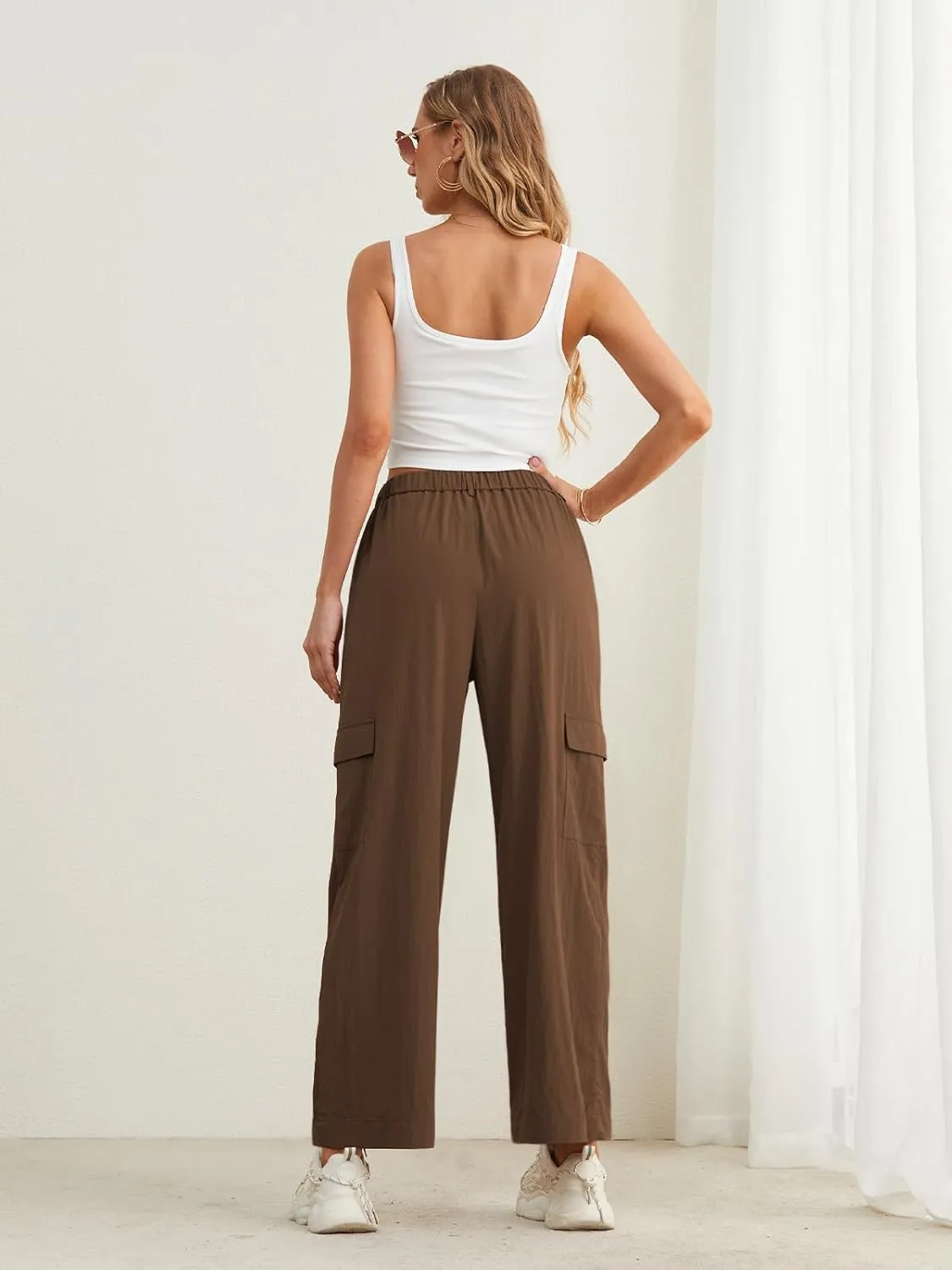 Feiersi Women Wide Leg Cargo Pants High Waisted Casual Baggy Streetwear Women Cargo Pants Trousers