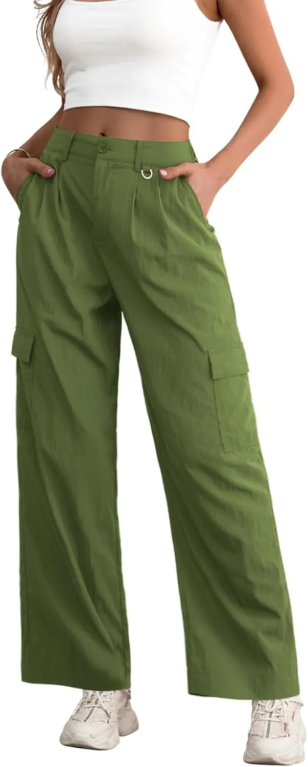 Feiersi Women Wide Leg Cargo Pants High Waisted Casual Baggy Streetwear Women Cargo Pants Trousers