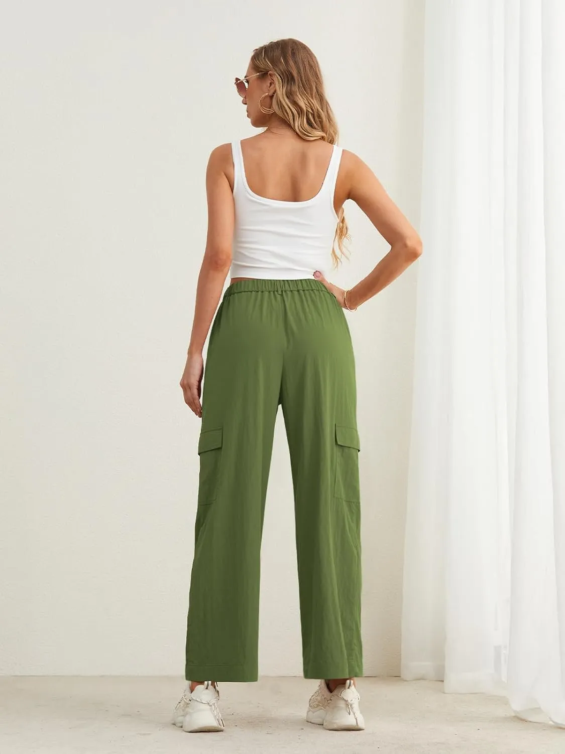 Feiersi Women Wide Leg Cargo Pants High Waisted Casual Baggy Streetwear Women Cargo Pants Trousers